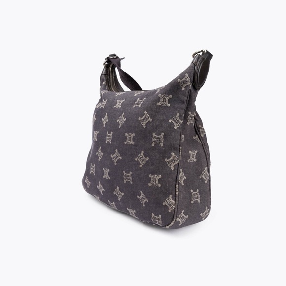 CELINE Denim Macadam Triomphe Indigo Blue Shoulder Bag - Picture 6 of 9